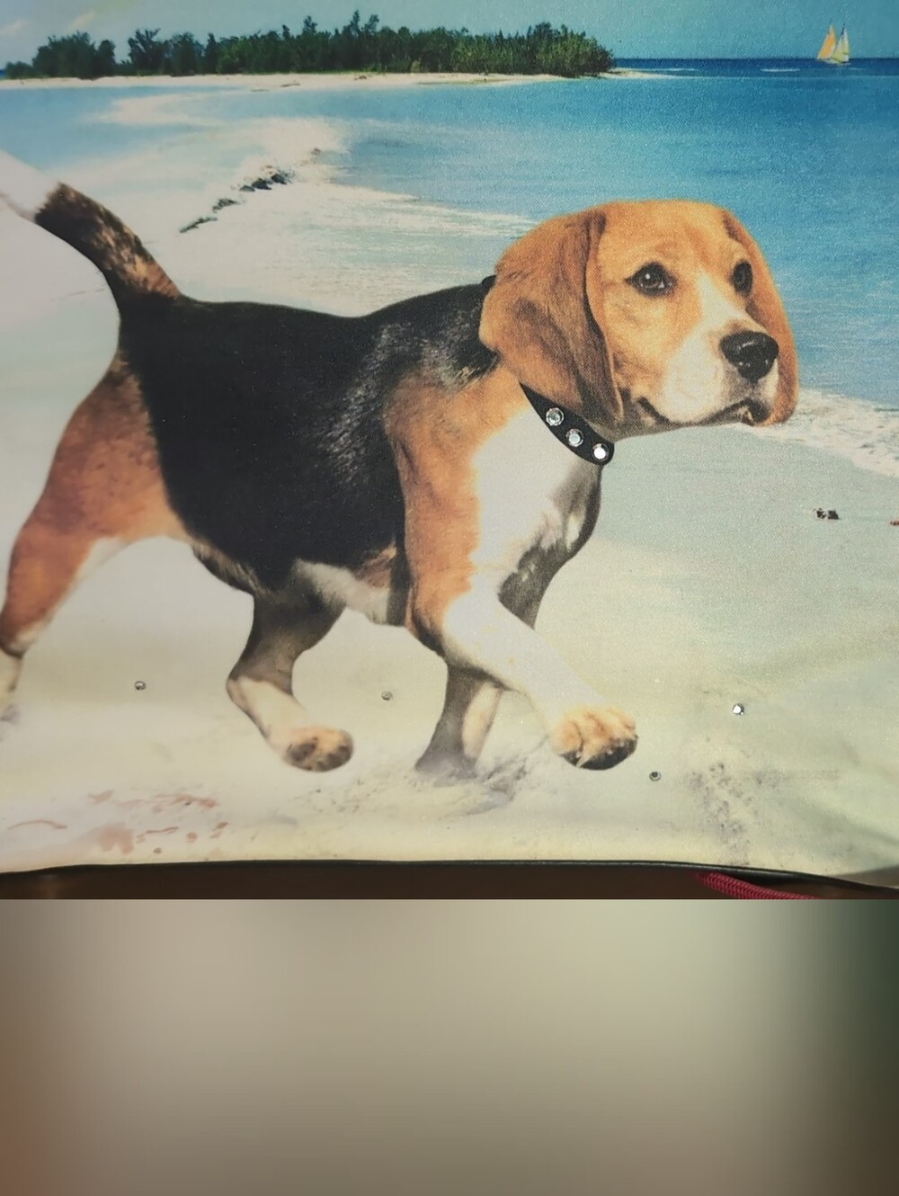Beagle Dog Print Beach Purse in Sparkles and Black W A Makeup Bag